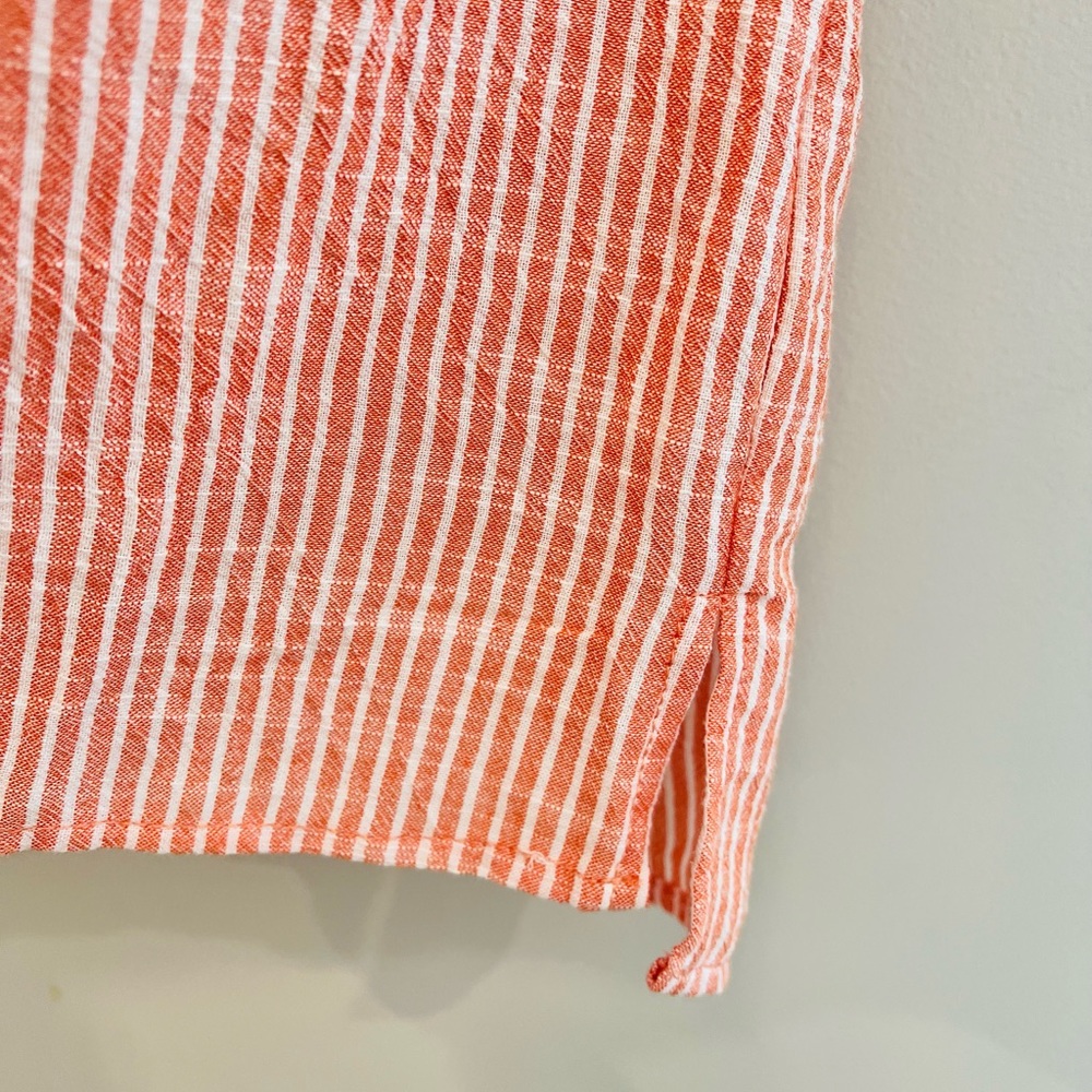 Max Studio orange and white striped button down shirt with ruffle sleeves size S - Picture 3 of 7